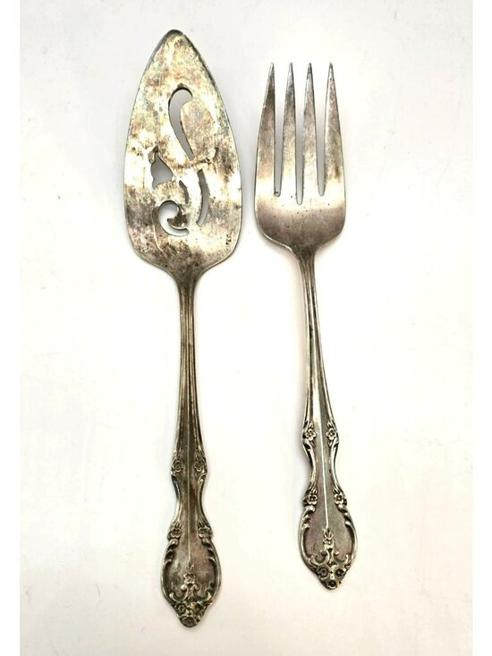 Rogers Bros Other - Antique Rogers Bros Silverplate Pie Server And Fork Floral Pattern CM2266